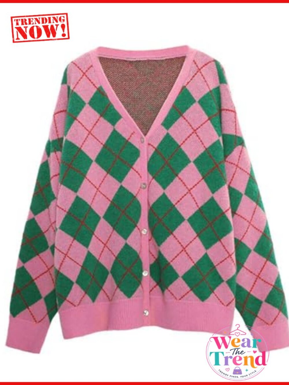 Long Sleeve V-Neck Button Knit Cardigan Sweater Loose Fit